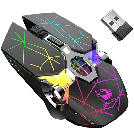 Wireless Gaming Mouse Rechargeable,RGB Multi-Colour Backlit Game Mice with 7 Buttons Computer Accessories,2.4G Silent Optical,3 Adjustable DPI Game Mouse Power Saving Mode for Laptop/PC/Notebook