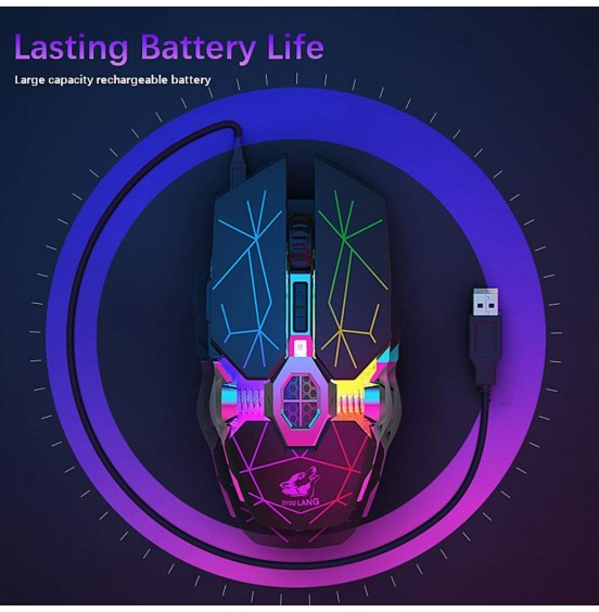 Wireless Gaming Mouse Rechargeable,RGB Multi-Colour Backlit Game Mice with 7 Buttons Computer Accessories,2.4G Silent Optical,3 Adjustable DPI Game Mouse Power Saving Mode for Laptop/PC/Notebook