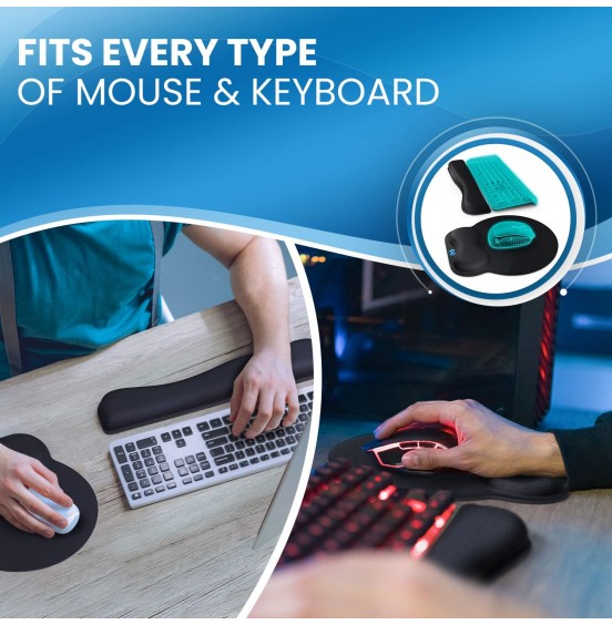 Everlasting Comfort Mouse Pad with Wrist Support - Includes Keyboard Wrist Rest - Ergonomic Memory Foam Desk Cushion for Carpal Tunnel - Computer, Laptop, Typing and Gaming Accessories